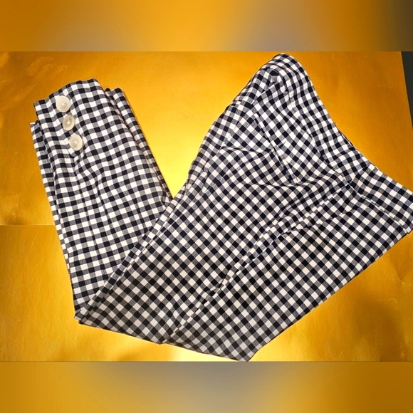 J. Crew Pants - J. CREW NAVY GINGHAM CROPPED PANTS SIZE 4P - PRE-OWNED